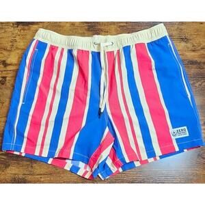 Zero FoxTrot Board Shorts Mens Blue Red White Striped Drawstring Lined Sz 2XL